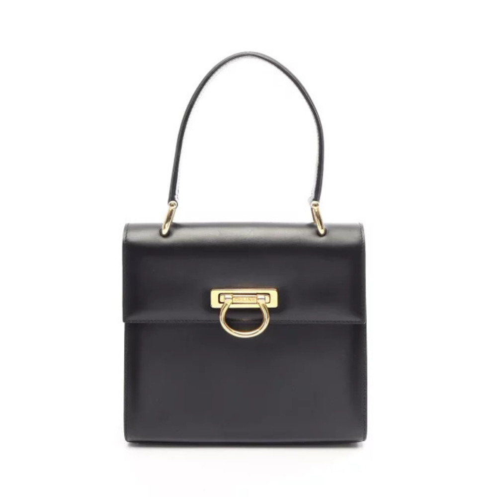 Celine Top Handle Handbag Leather Bag Black
